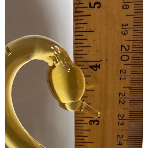 Vintage Art Glass Amber Yellow Bohemia Crystal Swan Trinket Dish 4.5” Tall - Picture 7 of 9